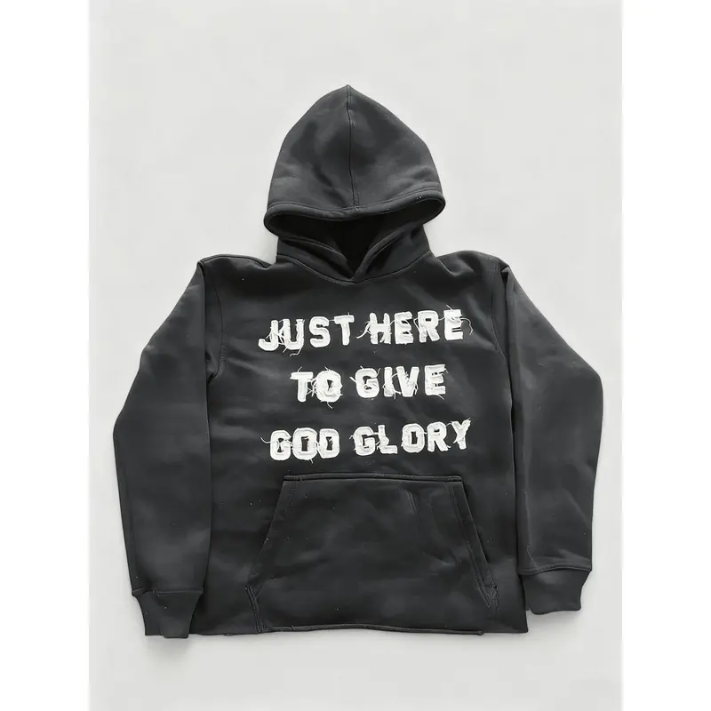 Y2k Oversized Graphic Hoodies Just Here To Give God Glory Funny Hoodies For Men Women Daily outfit
