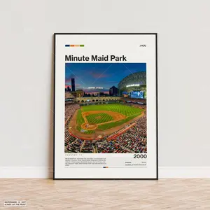 Minute Maid Park Poster, Houston Astros Poster Print, MLB Stadium Poster, Sports Poster,  Mid Century Modern, Baseball Fan Gift Print