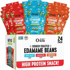 The Only Bean - Crunchy Roasted Edamame Beans (Variety Pack) - High Protein, Healthy Snacks, Low Carb, High Fiber, Gluten-Free & Vegan (0.9oz) (24 Pack)