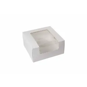 8" x 8" x 4" White Jumbo Window Cupcake Boxes - Holds 4 - 100 Per Pack
