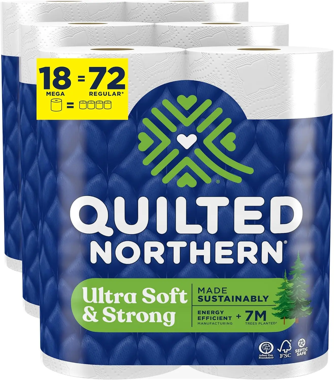 Quilted Northern Ultra Soft & Strong 2-Ply Unscented Toilet Paper Pack, 18 Mega Rolls (=72 Regular Rolls), 5X Stronger*, Premium Kitchen Household Products Soft Toilet Tissue