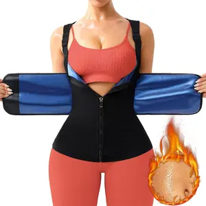 Women Waist Trainer Sauna Sweat Vest Heat Trapping Suits with Zipper and Belt Tummy Control Tank Tops Bodyshaper