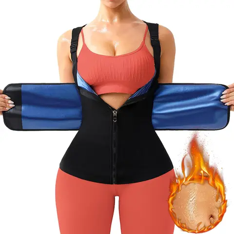 Women's Sauna Vest Suit, Open-Bust Heat-Trapping Polymer Fabric Compression Tank for Workout and Renewed Confidence, Easy On And Off, Gym, Body Contouring, Abdominal Compression Shapewear Tops, Body Molder Shapewear Tops, U-Front Zipper, Hook And Eye