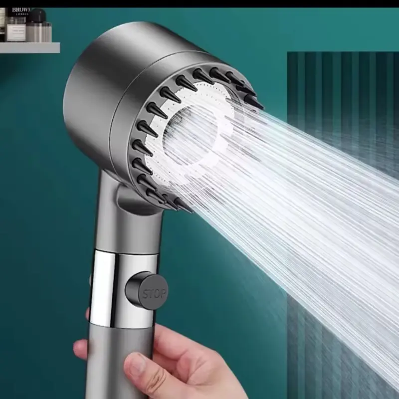 High Pressure Shower Heads with Scalp Massager Shampoo Brush for Skin & Hair Care, Filtered Shower Head with Handheld Sprayer Soften Hard Water, 3 Settings Detachable Showerhead