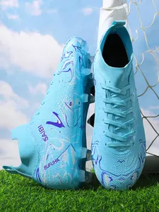 Men's Professional Soccer Shoes Long Studs Ag Fg Outdoor Sports Training Shoes Anti-Slip Breathable Durable Textile Upper Medium Width