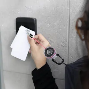 KEY-BAK Sidekick Retractable Carabiner Keychain with Color Cord & ID Badge Strap - Made in USA, 1-Year Warranty, Twist-Free End Fitting