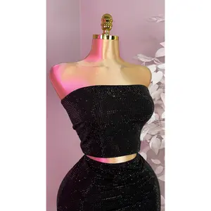 Mireya Rhinestone Tube Top - Black - Plus Size