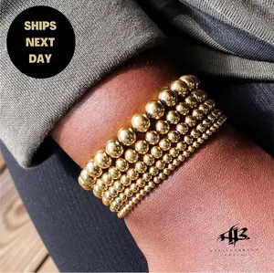 The AB Bracelet - Classic 18k Gold Filled Bead Stackable Bracelet for Dainty Wristwear in Gift Box
