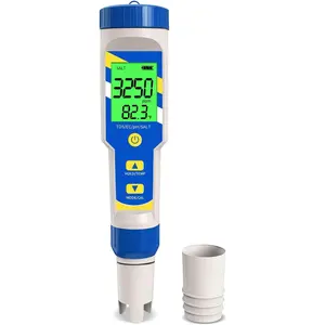 Pool Salt Tester pH Meter, Digital 5 in 1 pH EC TDS Temp Salinity Tester for Saltwater Pool Hot Tubs Spa Aquarium, pH and EC PPM Meter for Nutrients Growing