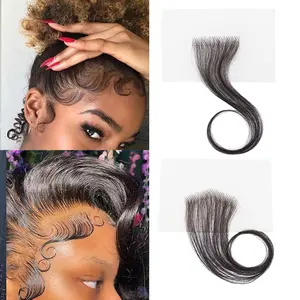 Lace Baby Hair Edges Hair Top Reusable Virgin Human Hair Invisible Edge Stripes Hairline for Women Natural Black