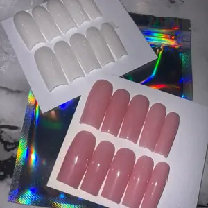 Clean girl Gel sturdy press on nails nude pink Nail Art Flawless