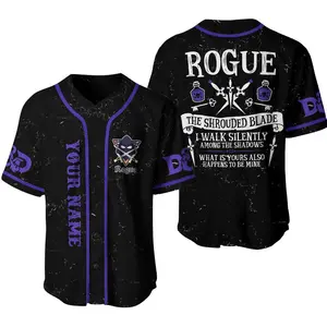 Personalized Rogue DnD Dungeons and Dragons Baseball Jersey