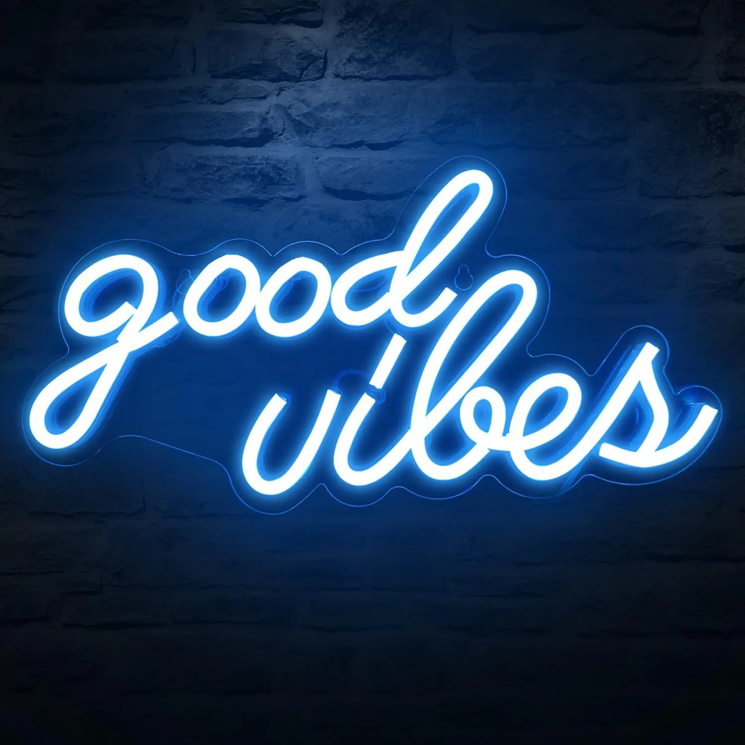 DECANIT Good Vibes Neon Sign for Bedroom Wall Decor Powered by USB Neon Light, Ice Blue Color,16.1"X8.3"X0.6" DECANIT