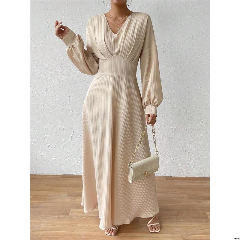 Dress A-Sleeve Lantern Solid Color a é Raffin SHEIN