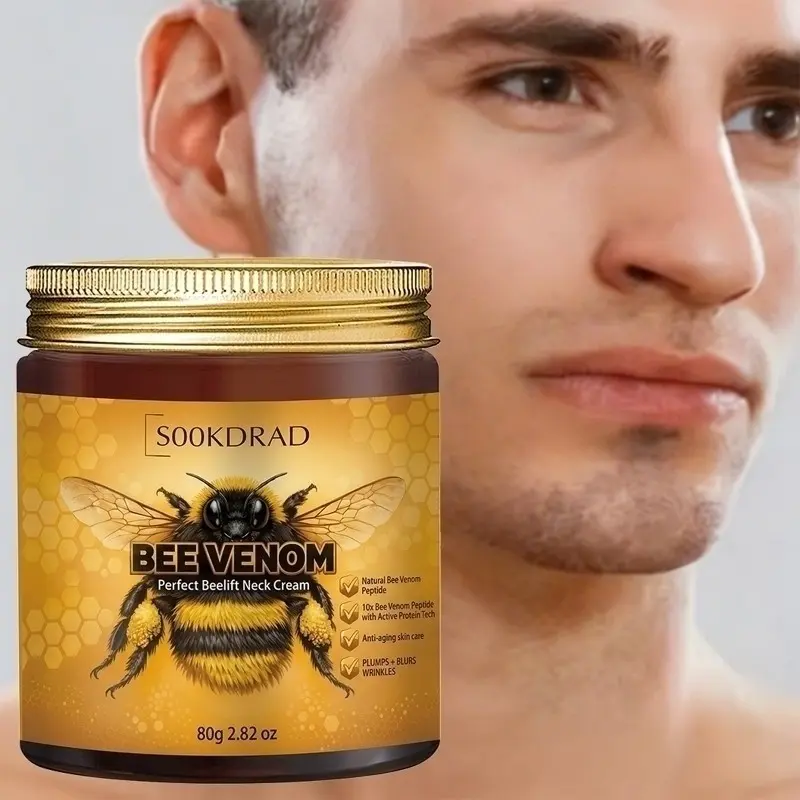 Bee Venom Neck Cream with Natural Bee Venom Peptides, Nourishes Neck Skin, Suitable for Men and Women, 80g/2.82oz, Daily Neck Care