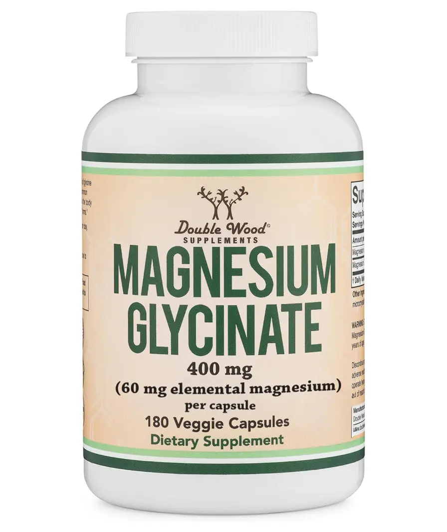 Magnesium Glycinate 400mg | 180 Capsules | Sleep, Muscle, & Heart Support | Vegan, Third Party Tested, Gluten Free, Non-GMO, by Double Wood Supplements