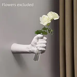 Creative Imitation Human Hand Wall Vase - Artistic Hand-Held Hydroponic Vase (1Pc), Designer Decor for Home, Restaurants & Hotels, Aesthetic Room Accent & Minimalist Small Flower Vase