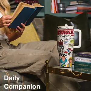 1 Pc 40oz Insulated Mug, Double Wall Vacuum Cup, Leak-Proof Skinny Thermal Mug for Hot Cold Drinks, Keeps Hot 12 Hours Cold 24 Hours, Vintage Cartoon Art Style Gift for Women Men, Holiday Birthday Festival Office Daily Use.