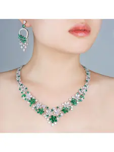 New bridal set necklace and earrings - two-piece wedding jewelry - bridal diamond set - evening gown accessories - Elegant Jewelry Set