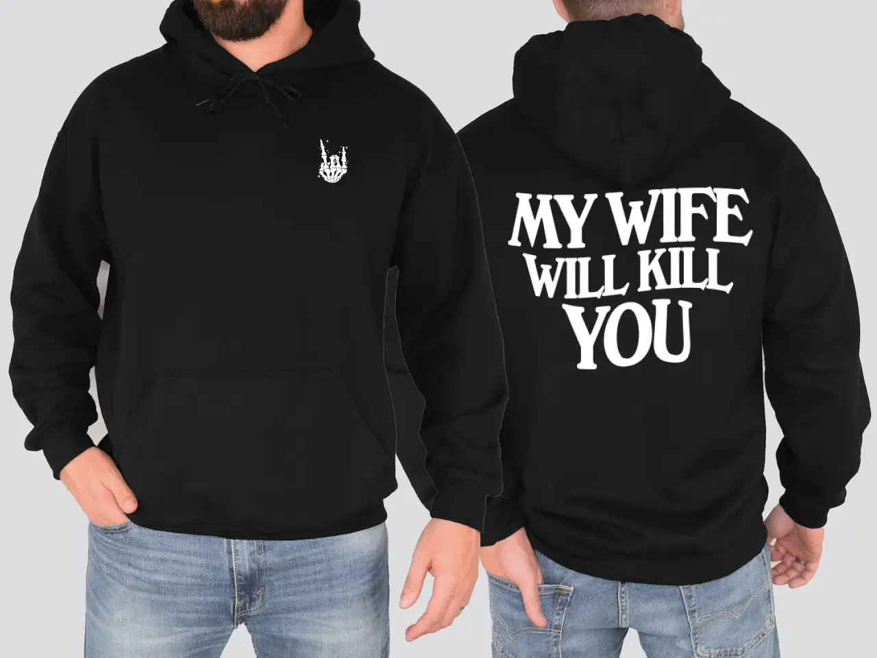 Funny Skeleton Hand Hoodie - 100% Cotton Soft Casual Fabric Tops, Menswear Unisex Sweatshirt, Sizes S-4XL, All Colors