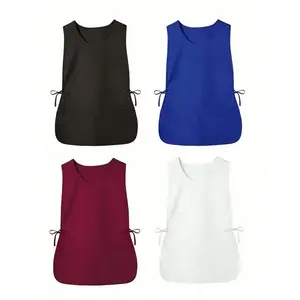 Women's Apron with Large Pockets, Adjustable Side Straps, Multifunctional Vest, Easy Cleaning Apron, Kitchen Cooking Aprons for Kitchen, Cleaning, Painting, Bathroom, Home, Barber Shop