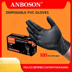 Ambochen Thickened Food Grade Disposable Black PVC Gloves – Waterproof, Wear-Resistant Household, Beauty, and Experimental Use Gloves