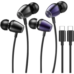 USB-C Wired Headphones for  17 16 15 Pro Max 16e, Earphones USB Type C Earbuds, USBC Ear Buds with Mic Volume Control HiFi Stereo Noise Cancelling for  16 15 Plus 17 Air - 2Pack