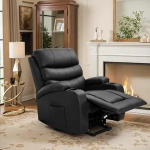 Power Lift Recliner Chair with Heat & Massage, Electric Reclining Sofa with USB Port, Cup Holders & Side Pockets