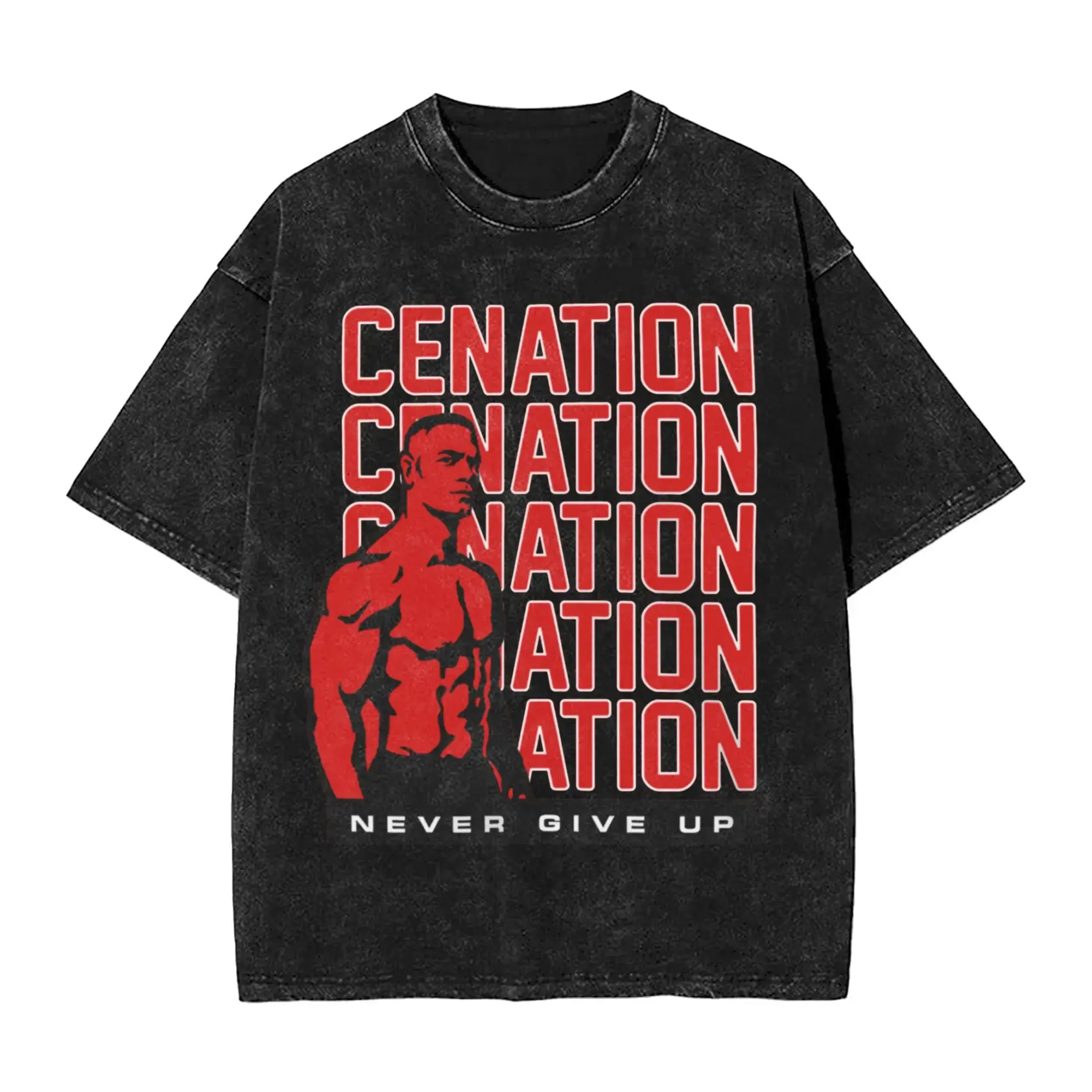 WWE John Cena Cenation Men's T Shirts Washed Funny Tee Shirt Short Sleeve Crewneck T-Shirts 100% Cotton New Arrival Clothing