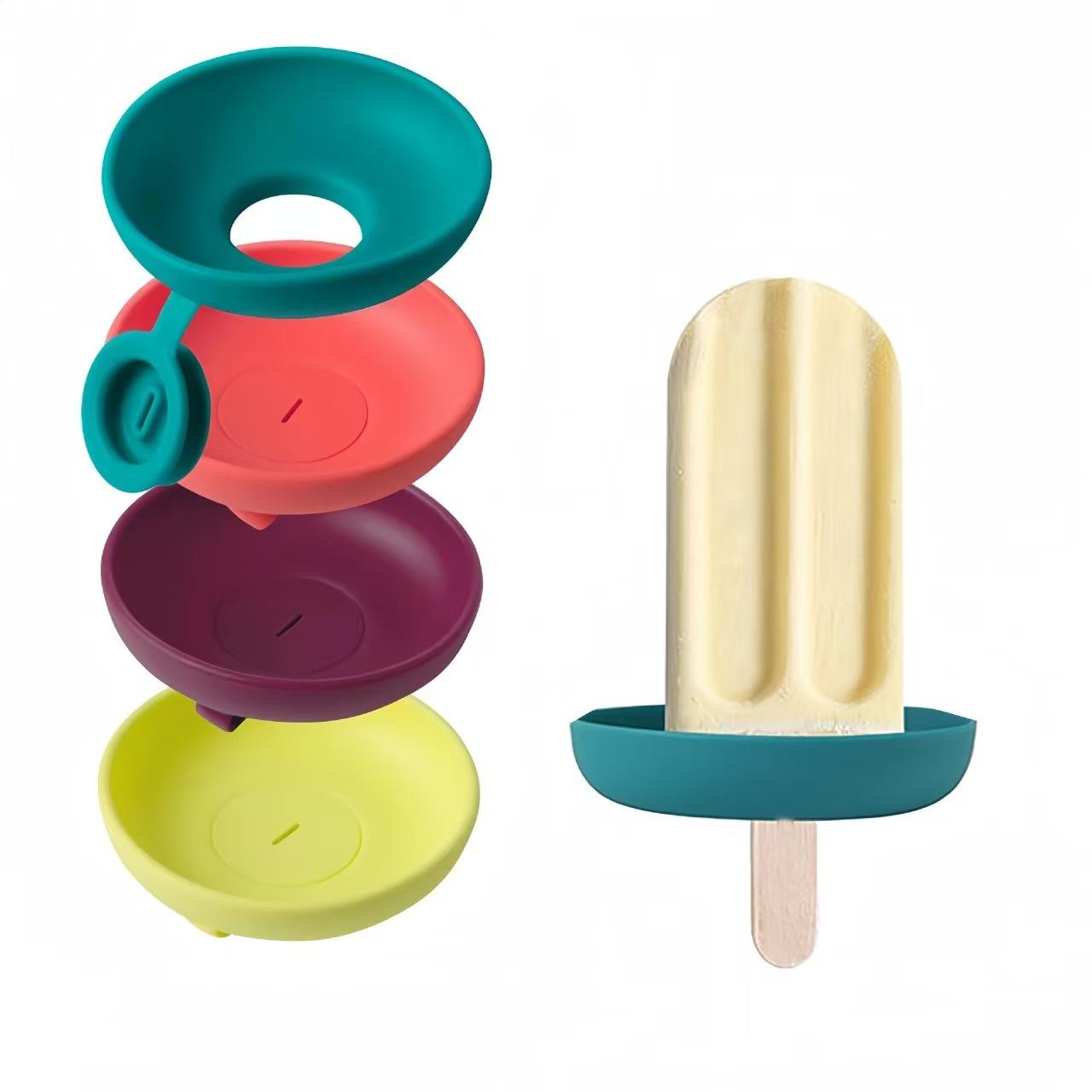 4-Pack Reusable Silicone Ice Cream Cone Holder Trays, Anti-Drip Mess-Free Popsicle Stands for Kids, Portable Lightweight Camp Kitchen Travel Bag Accessory for Camping (Sports & Outdoor)