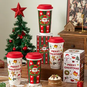 Cute Ceramic Christmas Mug Gift Set, Home & Office Water Cup, Perfect Birthday Present, Adorable Coffee Mugs for Holiday Season
