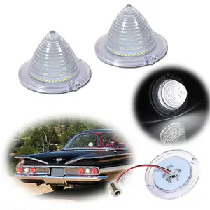 2pcs Clear Rear White LED Backup lamps Light 1960 1961 Impala Bel Air Biscayne El Camino,Replace OEM 654394766430