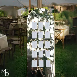 Wedding Table Seating Chart on Large Gold Arch Mirror