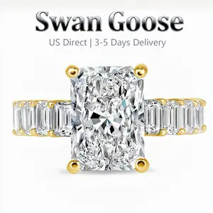 S925 Sterling Silver 5ct Hypoallergenic Gorgeous Radiant Cut european Engagement Ring Jewelry, high quality 5A Grade Cubic Zircon Women's Promise Ring, Anniversary Gift Ring for Women,Elegant All-match banquet Fashion Accessories for Daily wear