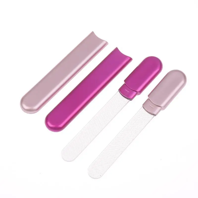 Portable Crystal Glass Nail File with Protective Case, Professional Nail Buffer for Natural & Acrylic Nails