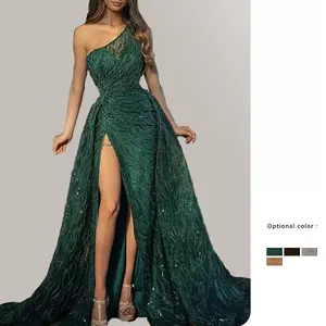 2025 Western Sequin Evening Dress - Off-Shoulder High Slit Maxi Dress |     Charming Banquet Party Dress Women's Formal Long Sleeve Sexy Dress Workwear Comfortable Holiday Graduation Dress Spring Wedding Guest Dress Elegant Womenswear