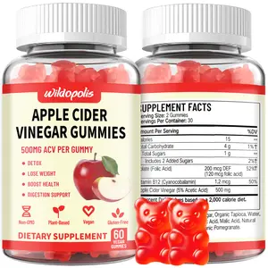 Wildopolis Apple Cider Vinegar Gummies 500mg - Supports Normal Energy Levels & Gut Health - Natural Supplement for Healthcare