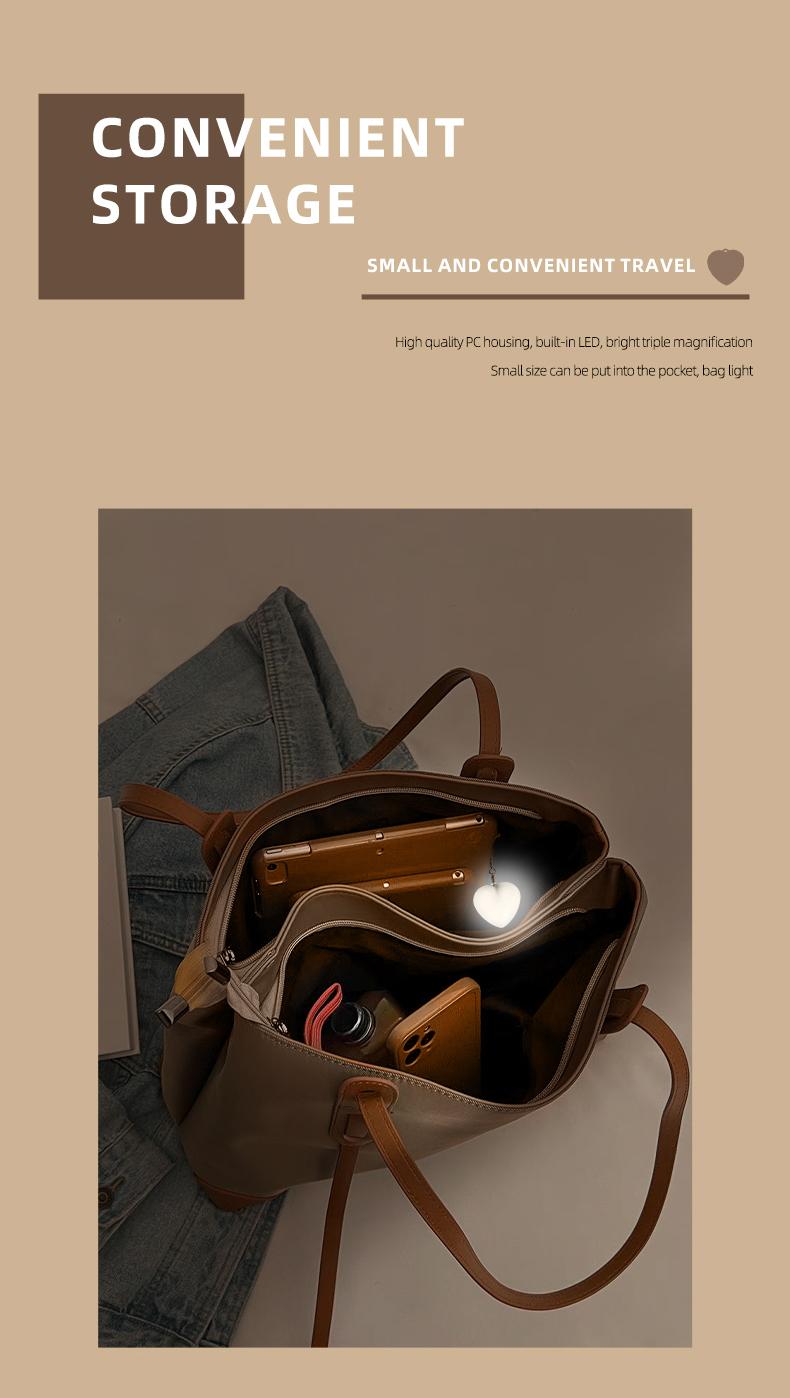 Love Wallet Tote Bag Touch Sensing Light Leather Handbag with Chain Strap for Women Heart-Shaped Illumination Functional & Stylish Accessory