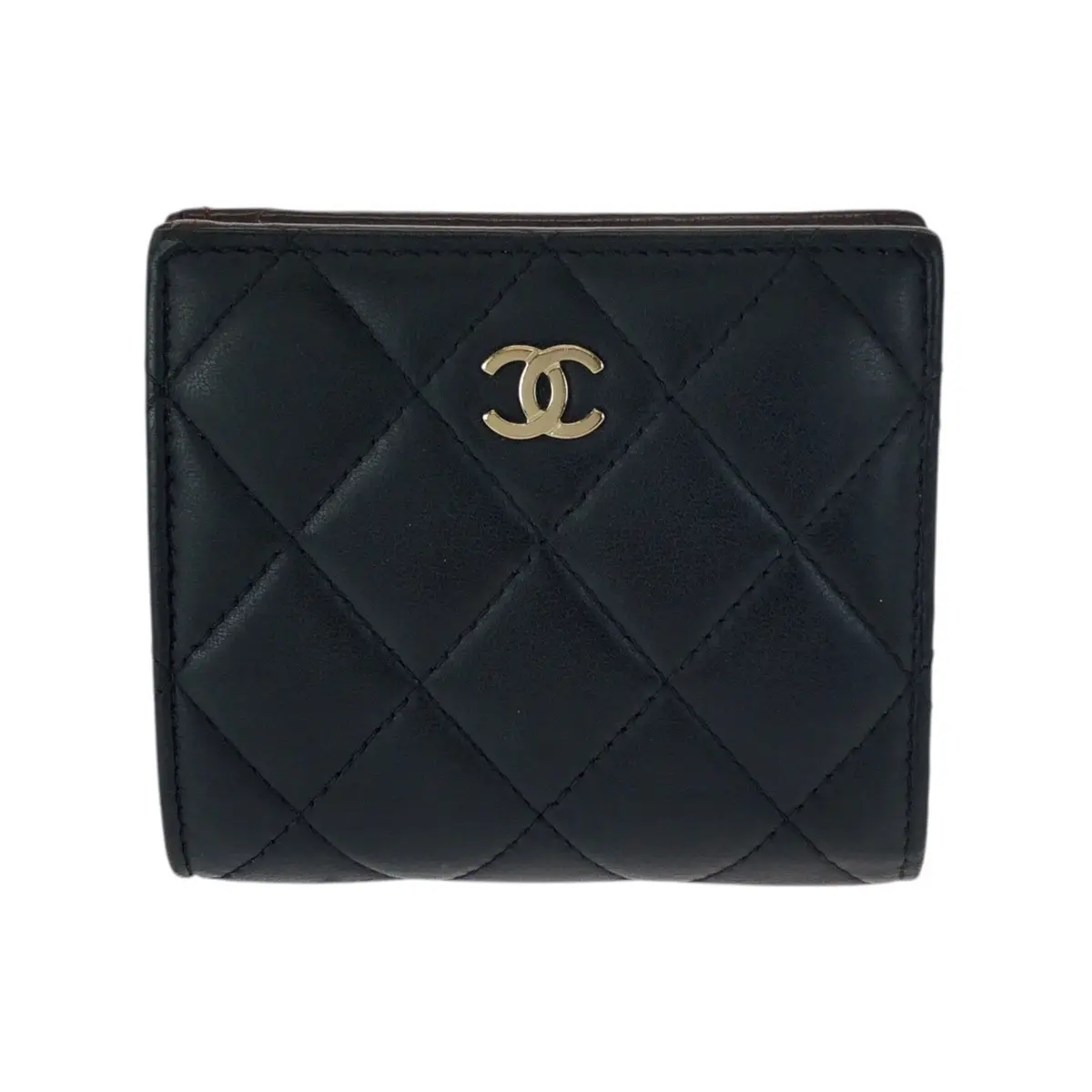 Pre-owned CHANEL Lambskin Small Leather Goods Matelasse Wallet