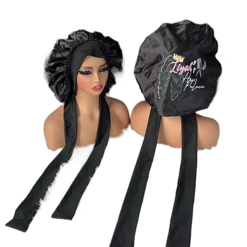 Liyah's Custom Hair Bonnet - Black Hair Accessory with Unique Design and Comfortable Fit