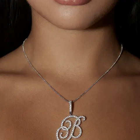 Custom Script Initial Necklace | Personalized Gold or White Gold Plated CZ Pendant | Gift for Her