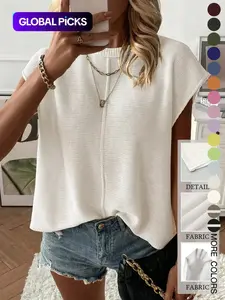 Women's Solid Color Sweater Vest, Casual Fashion Round Neck Sleeveless Knit Top for Summer, Fashion Women's Knitwear for Daily Wear