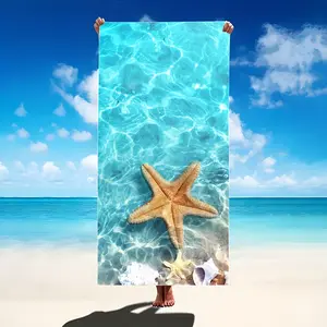 Ultra-Soft, Quick-Drying Blue Beach Towel featuring Starfish and Seahorse Patterns| Super-Absorbent Microfiber| Ideal for the Pool, Camping, Yoga, and Diving| Tropical Style| The Perfect Travel Essential| Yoga Towel| Quick-Drying Fabric