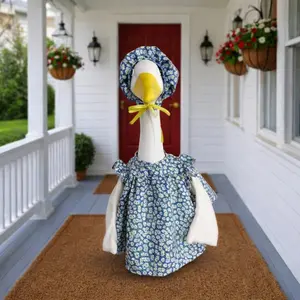 Creative Floral Print Dress with Duck Hat, Perfect for Spring Outdoor Garden Decoration, Stylish Women's Fashion