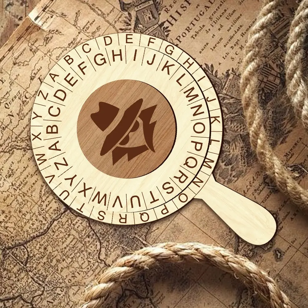 Detective Spy Decoder Wheel, Wooden Letter Number Password Tool, Hidden Message Prop, Escape Room Detective Party Game