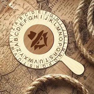 Detective Spy Decoder Wheel, Wooden Letter Number Password Tool, Hidden Message Prop, Escape Room Detective Party Game