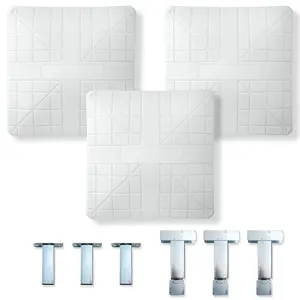 Cannon Sports Pro Molded Base Set of 3 for Baseball and Softball - 15" x 15" Molded Rubber with High-Density Foam Core Ground Anchored Bases - Includes 1st, 2nd, 3rd Base