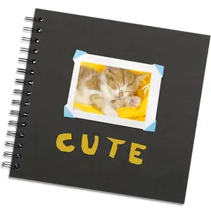 7x7 Inch 40 Page Blank Inner Pages Scrapbook Album, Hard Cover Kraft Paper Album, Ideal for Weddings Birthdays Parties