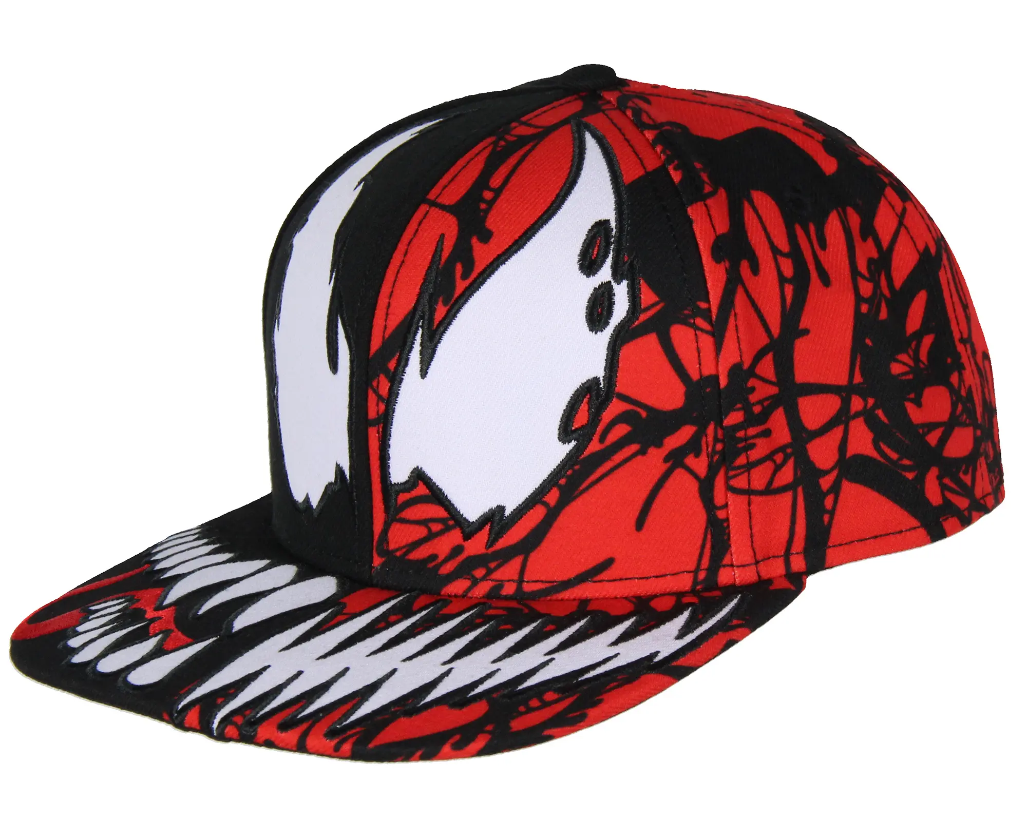 Marvel Comics Adult Venom Carnage Half-Half Faces Embroidery Statement Cap, Adjustable 1-Size Flat Bill Snapback Hat for Men, Casual Wear
