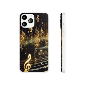iPhone Musical Notes Flexi Case | Elegant Phone Cover for Music Lovers, Cute Gift for Musicians, Unique Smartphone Accessory, Stylish Tech Gear. Aesthetic Durable ultra thin